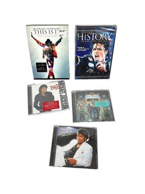Michael Jackson 2 DVD + 3 CD Bundle Thriller Bad Dangerous This Is It History
